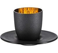 Bicchiere da Espresso Eisch con sottobicchiere Cosmo Gold, Vetro di Cristallo, Oro, Nero 100ml