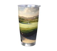 Bicchiere da golf con coperchio e cannuccia, da 590 ml, in acciaio inox, per bevande calde e fredde, tazza da caffè da viaggio a doppia parete, riutilizzabile, regalo di compleanno