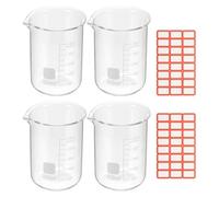 Bicchiere da laboratorio, Becher in vetro borosilicato resistente al calore da 5 ml, confezione 4 misurini graduati cucina laboratorio(400ml)