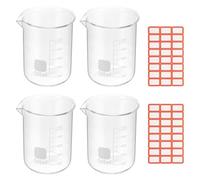 Bicchiere da laboratorio, Becher in vetro borosilicato resistente al calore da 5 ml, confezione 4 misurini graduati cucina laboratorio(500ml)