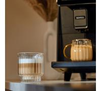 Bicchiere da latte scanalato a doppia parete CHiATO, 300 ml - Trasparente
