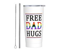Bicchiere da papà gratuito che abbraccia il mese dell'orgoglio LGBTQ con coperchio e cannuccia Bicchiere da 20 once in acciaio inossidabile con isolamento sottovuoto Tazze da caffè riutilizzabili Taz