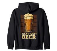 Bicchiere da Pinta con Scritta I Can't Quit Beer Felpa con Cappuccio