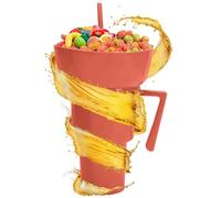 Bicchiere da snack e bevande, 2 in 1, contenitore riutilizzabile per snack, con cannuccia, porta bevande e contenitore per alimenti, a prova di perdite, per viaggi pic-nic, spiaggia, campeggio