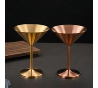 Bicchiere da spumante in acciaio inox con design a V, per uso professionale, per servizio bar ed eventi sociali (oro rosa)