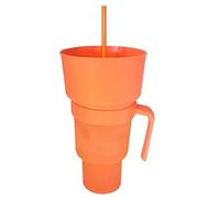 Bicchiere da stadio con ciotola per snack, portatile, 2 in 1, per stadio, popcorn, resistente al calore, da viaggio, con cannuccia, per parco, teatro, cinema, casa