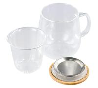 Bicchiere da Tè con Coperchio e Colino, Tazze da Tè in Vetro da 420 ML, Bicchiere da Tè in Borosilicato Adatta per Tè Nero, Bevande, Caffè Freddo, Bustine di Tè