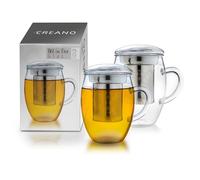Bicchiere da tè tutto in uno da 400 ml, grande tazza da tè con colino in acciaio inossidabile e coperchio in vetro, teiera in attraente confezione regalo 2 pezzi (confezione da 1)