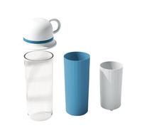 Bicchiere da viaggio portatile 4 in 1 per collutorio, bicchiere per lavarsi i denti per coppie, bagno, portatile, blu