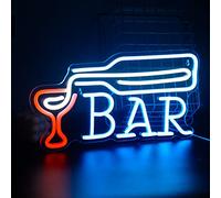 Bicchiere da vino al neon con luce blu al neon, insegna al neon USB, per casa, bar, giochi, pub, karaoke, bistrot, discoteca, decorazione da parete, festa di Natale, bar