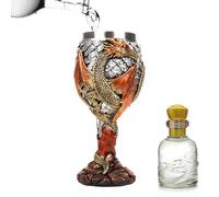 Bicchiere Da Vino Calice Con Drago Medievale - Bicchiere Con Stelo Gotico In Rilievo 3D Con Rivestimento In Acciaio Inossidabile | Ornamento Drago Fantasy Per Decorazioni Per La Casa E Feste A Tema (1