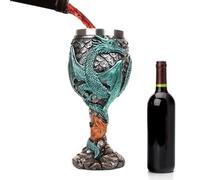 Bicchiere Da Vino Calice Con Drago Medievale - Bicchiere Con Stelo Gotico In Rilievo 3D Con Rivestimento In Acciaio Inossidabile | Ornamento Drago Fantasy Per Decorazioni Per La Casa E Feste A Tema (1