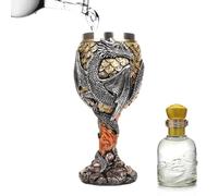 Bicchiere Da Vino Calice Con Drago Medievale - Bicchiere Con Stelo Gotico In Rilievo 3D Con Rivestimento In Acciaio Inossidabile | Ornamento Drago Fantasy Per Decorazioni Per La Casa E Feste A Tema (1