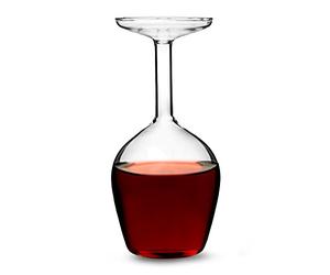 Bicchiere da vino capovolto, in vetro, capacità 375 ml, regalo ideale