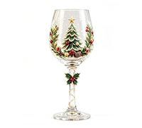Bicchiere da Vino di Natale con Design a Fiocco di (Xmas Tree) | Elegante materiale in vetro, design festivo unico, ideale per cocktail, feste in casa vacanza
