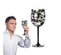 Bicchiere da vino dipinto a mano, bicchiere da vino, bicchiere decorativo, bicchiere dipinto, elegante alcolica | motivo con rami botanici, decorazione da tavolo, uso domestico