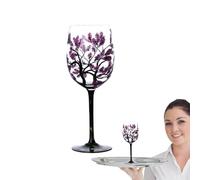 Bicchiere da vino dipinto a mano - Calice decorativo | Bicchiere da vino dipinto | Design foglia ramo primaverile | Elegante durevole per cene domestiche e uso regalo per un'esperienza di bere