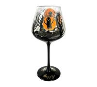 Bicchiere da vino dipinto a mano per Halloween, 720 ml | Il bicchiere da vino in vetro resistente di Halloween presenta disegni dipinti a mano per temi spettrali di festa. E