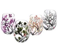Bicchiere Da Vino Dipinto A Mano, Set Di Bicchieri Da Vino Decorativi In Vetro Dipinto Colorato Per Primavera, Estate, Inverno E Autunno(Four itemsB)