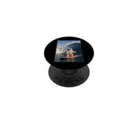 Bicchiere da vino gigante con gatto che fa surf e spiaggia, design divertente PopSockets PopGrip Adesivo