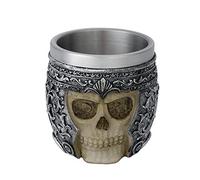 Bicchiere da vino in acciaio inox con teschio in resina scheletrica tazza di birra gotica vichinga Warrior Skull Mug medievale bicchieri bicchieri da vino sacrificio vino calice tazza whisky cocktail
