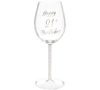 Bicchiere da vino Maturi "Happy 21st Birthday" con stelo in argento e diamante - 400 ml