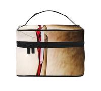 Bicchiere da vino rosso, borsa da viaggio per il trucco da donna, grande organizer per cosmetici