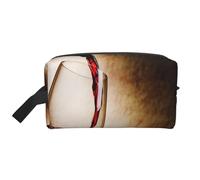 Bicchiere da vino rosso, organizer per cosmetici di grande capacità, borsa da viaggio per il trucco da donna