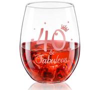Bicchiere da Vino Senza Stelo 40 e Fabulous Oro Rosa 40°Compleanno Bicchiere di Vino Presente 40°Anniversario per Compleanno Feste Nozze Anniversario, 17 oz