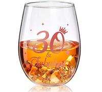 Bicchiere da Vino Senza Stelo Bicchiere da Vino per Compleanno in Oro Rosa Presente di Anniversario Tazze per Uomo Donna Decorazione di Compleanno Festa Nozze, 17 oz (30 and Fabulous)