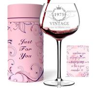 Bicchiere da vino vintage inciso per il 50° compleanno per lei, decorazione per il 50° compleanno per donne, divertente idea regalo per il 50° compleanno per donne, amici, figlia, sorella mamma