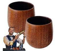 Bicchiere da whisky in legno, bicchiere da whisky in legno, 2 pezzi, bicchiere da whisky carbonizzato, tazza da birra a forma di botte, tazza portatile per tè, set di bicchieri vintage bourbon, regalo