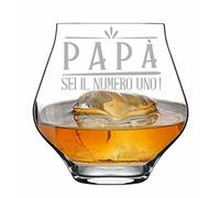 Bicchiere da Whisky o da Pinot con Incisione Papà Sei il Numero Uno festa del Papà con dedica Idea Regalo