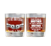 Bicchiere da whisky personalizzato con nome personalizzato con pugno e scritta in inglese "Thank For Being My Brother" (lingua italiana non garantita), tazza per whisky con scritta in lingua inglese