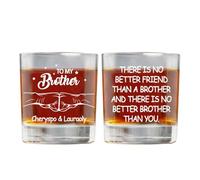 Bicchiere da whisky personalizzato con nome personalizzato con pugno in vetro con scritta in inglese "There Is No Better Brother Than You", regalo dell'amicizia, divertente, per uomini, fratelli, papà