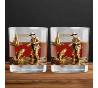 Bicchiere da whisky personalizzato da pesca con nome personalizzato pescatore nome bicchiere da whisky effetto 3D spigola pesce bere bicchieri regalo per uomini, papà, nonno, fratello, festa del papà