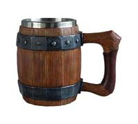 Bicchiere da whisky realizzato a mano in resina in acciaio inox, anticata brocca di birra con grande volume, per uomini, design elegante a botte, per compleanni, anniversari o festività, bicchiere di