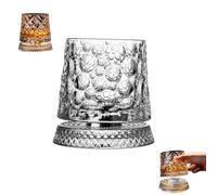 Bicchiere da whisky rotante a 360°, con base disaccoppiata stabile, bicchiere da whisky in cristallo con sottobicchiere luminoso, antistress, per feste e regali (G)