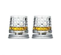 Bicchiere da whisky rotante a 360 gradi, 8 stili, set di bicchieri da whisky con base rotante con funzione antistress, regalo per compleanni, vacanze, festa del papà (#E)