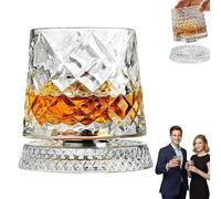 Bicchiere da whisky rotante a 360 gradi, bicchiere da vino in cristallo rotante con funzione antistress, elegante bicchiere in cristallo vecchio stile per casa, bar, regali di compleanno e vacanze (h)