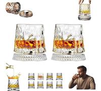 Bicchiere da whisky rotante a 360 gradi, bicchiere in cristallo | Bicchieri da cocktail rotanti con base stabile disaccoppiata, regali unici for uomini marito padre(B)