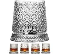 Bicchiere Da Whisky Rotante A 360 Gradi, Cocktail Con Base Stabile | Disaccoppiata, Taglio Cristallo, Vecchio Stile, Regalo Antistress Per Uomini(F)