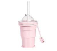 Bicchiere D'Acqua Pieghevole,Stampo Per Sfere Di Ghiaccio Con Coperchio E Cannuccia,Bicchiere Pieghevole In Silicone Da Esterno | Per Bibite Gassate Succhi Bevande Campeggio Spiaggia Bambini Adulti