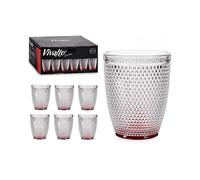 BICCHIERE DAM DM77089CT350 - Capacità 300 ml, Vetro, Design a pois, Base rossa
