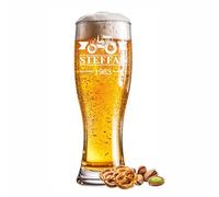 Bicchiere di grano inciso a ferro di cavallo, 0,5 l, con testo desiderato, nome anno o scritta, per occasioni speciali come compleanno, anniversario, festa del papà o celebrazione, incisione a scelta