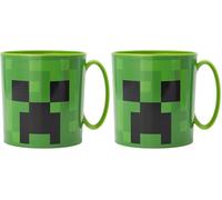 BICCHIERE DI PLASTICA PER MICROONDE DA 390 ML | MINECRAFT CREEPER GREEN (Confezione da 2)