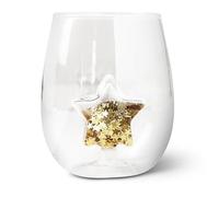 Bicchiere di vino, bicchieri da vino natalizi da 400 ml con pentagramma 3d all'interno, tazza di vetro borosilicato alto bicchieri unici per regali di compleanno del matrimonio di Natale, carini