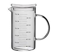 Bicchiere dosatore in vetro con coperchio con manico, multifunzione, per cucina, 500 ml