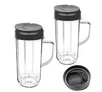 Bicchiere frullatore, parte di ricambio Coperchi ribaltabili Bicchieri alti 22 once con manico per Magic Bullet 250w Tazze e bicchieri On-The-Go Frullatore, Bicchieri per succo (2 pezzi)