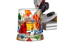Bicchiere girevole a 360 gradi con base pesante | Bicchiere da whisky dipinto per uomini e donne, per alcool, vino, cocktail, bevande, collezione calcio